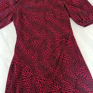 Banana Republic Red and Black Long Sleeve Dress